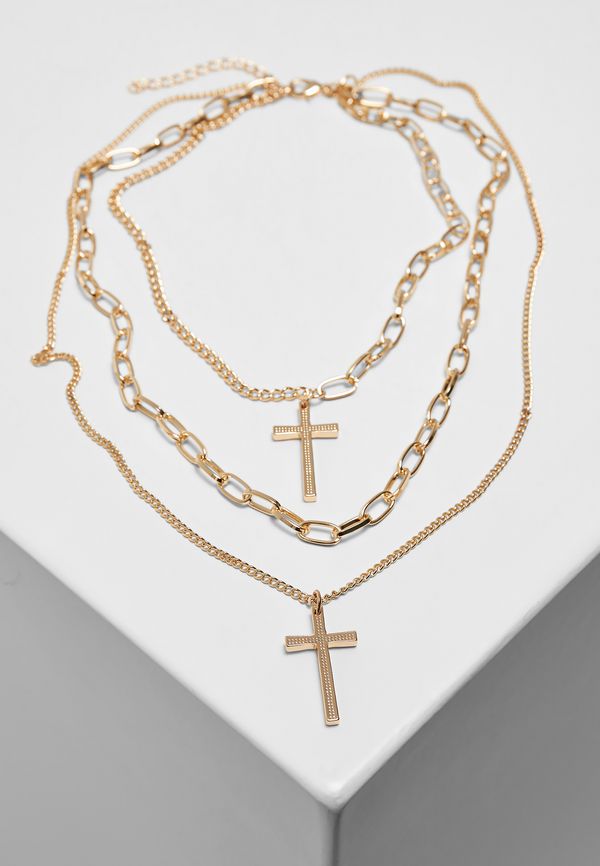 Urban Classics Accessoires Gold cross-layered necklace