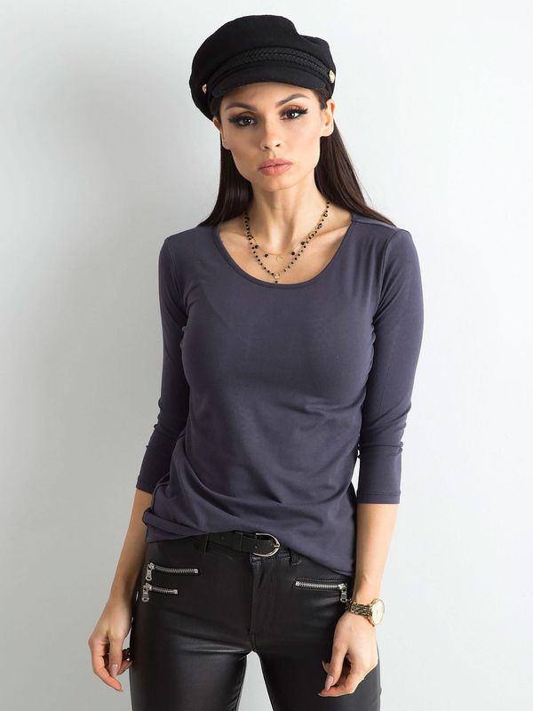 Fashionhunters Graphite Cotton Blouse