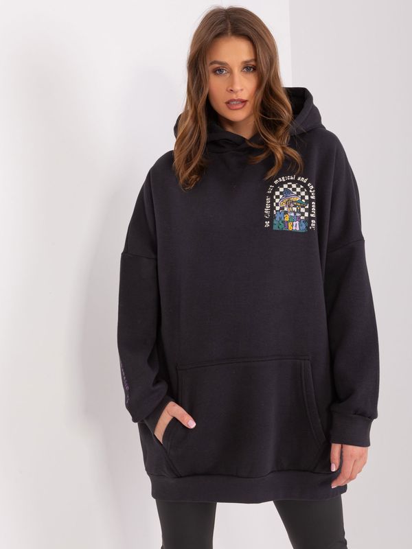 Fashionhunters Graphite kangaroo sweatshirt with print on the back STITCH & SOUL
