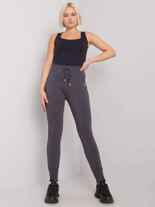 Fashionhunters Graphite sweatpants with pockets Naomi RUE PARIS
