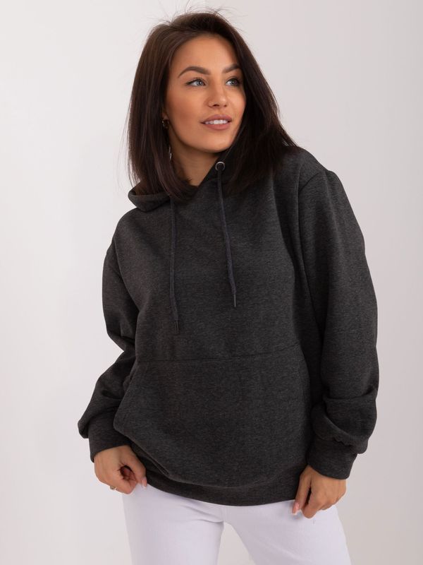 Fashionhunters Graphite sweatshirt with kangaroo hood