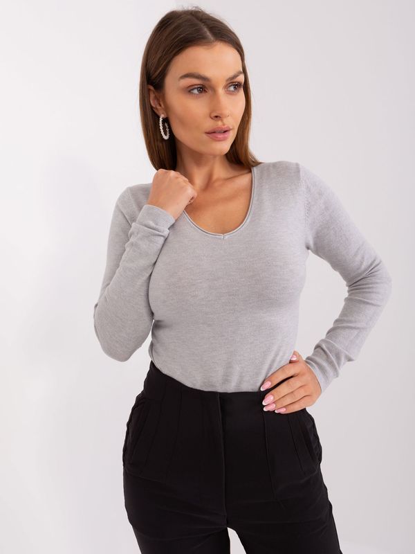 Fashionhunters Gray classic viscose sweater