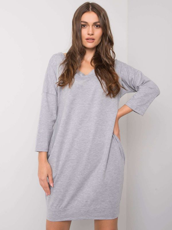 Fashionhunters Gray cotton dress with pockets