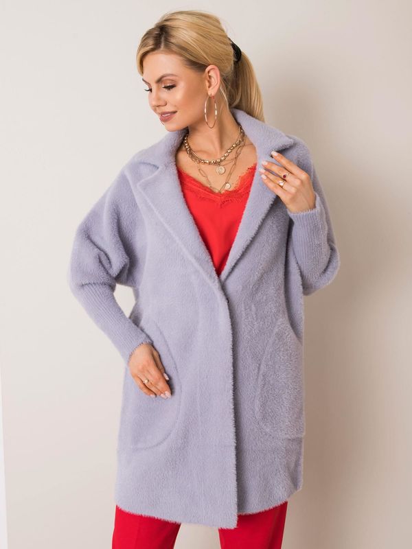 Fashionhunters Gray fluffy coat made of alpaca