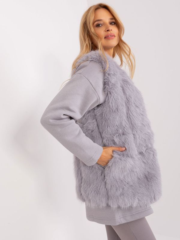 Fashionhunters Gray fur vest with lining