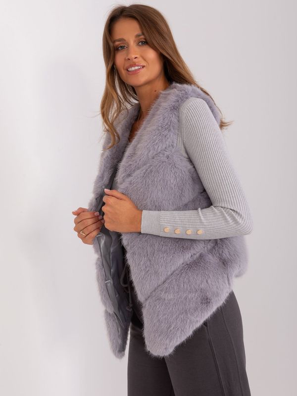 Fashionhunters Gray fur vest with lining