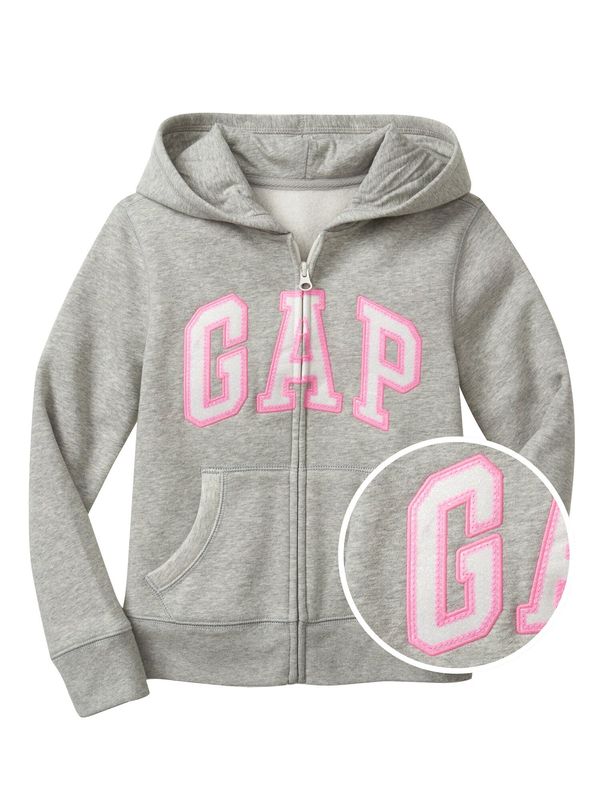 GAP Gray Girls' Baby Sweatshirt GAP Logo Zip Hoodie