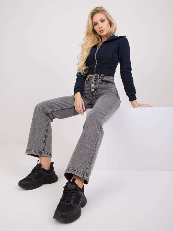 Fashionhunters Gray jeans with high waist Seville