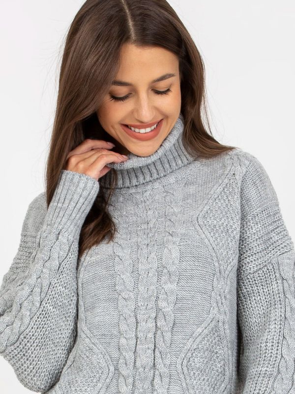 Fashionhunters Gray minidress knitted with turtleneck RUE PARIS