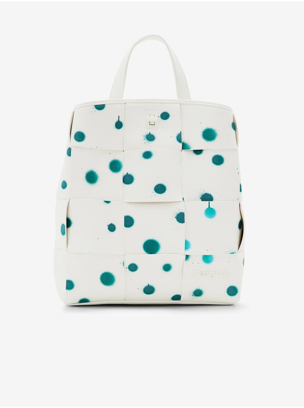 DESIGUAL Green and White Women's Patterned Backpack Desigual New Splatter Sumy Mini - Women