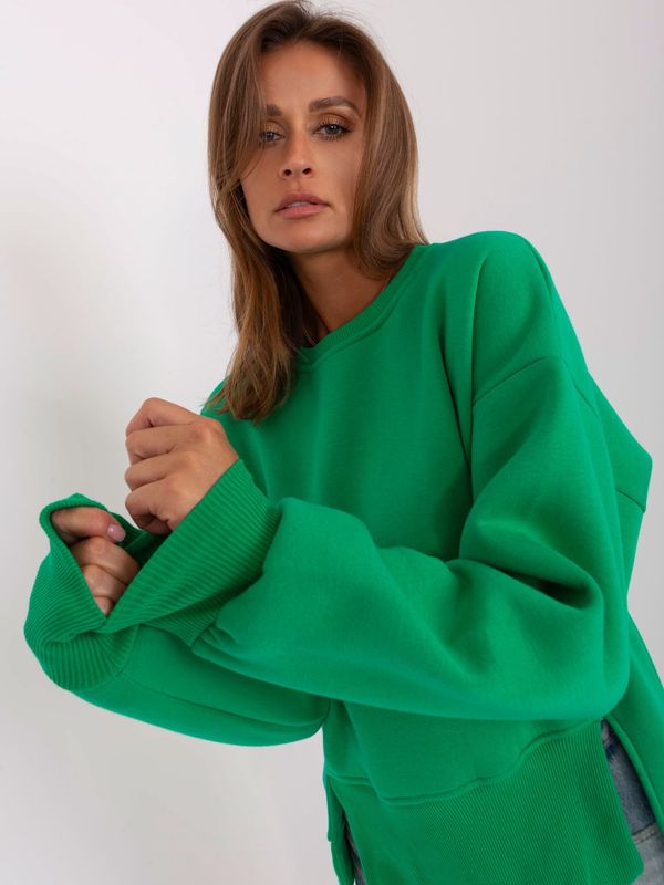 Fashionhunters Green asymmetrical basic hoodie