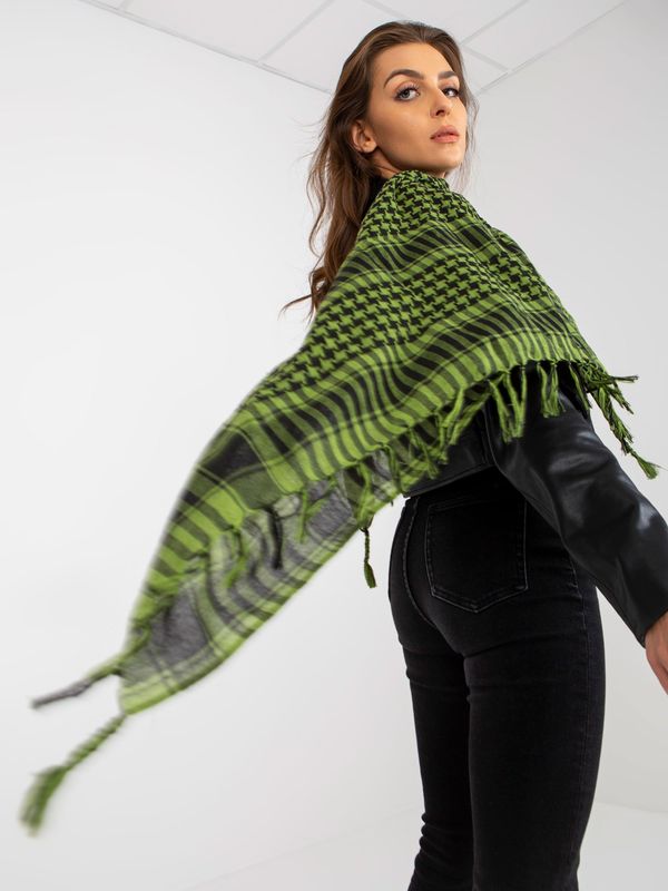 Fashionhunters Green-black checkered scarf