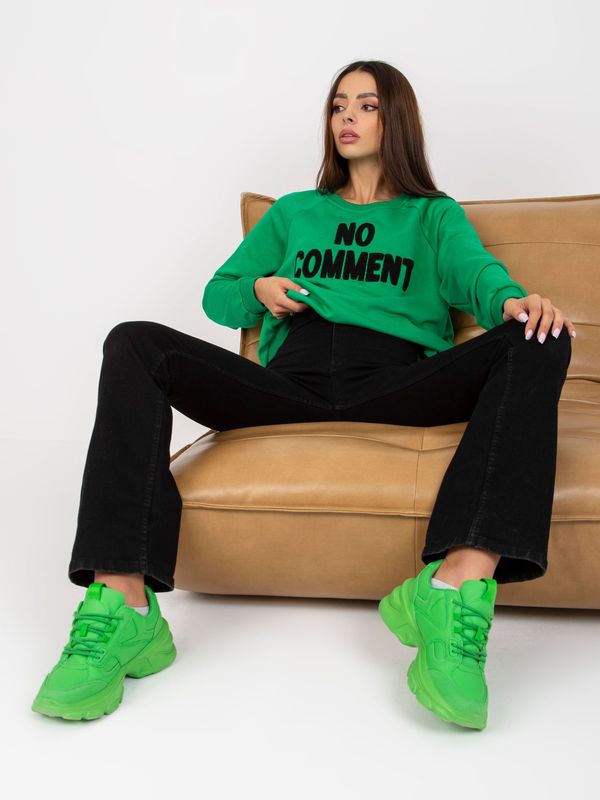 Fashionhunters Green cotton sweatshirt RUE PARIS without hood