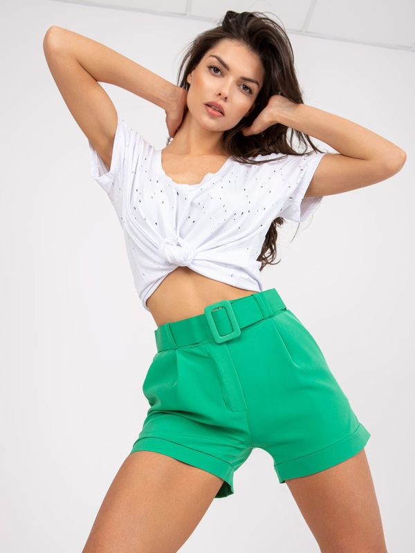 Fashionhunters Green elegant shorts with straight legs