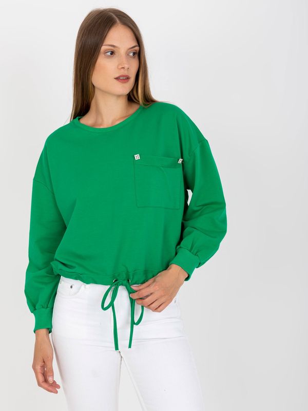 Fashionhunters Green hoodie with pocket RUE PARIS