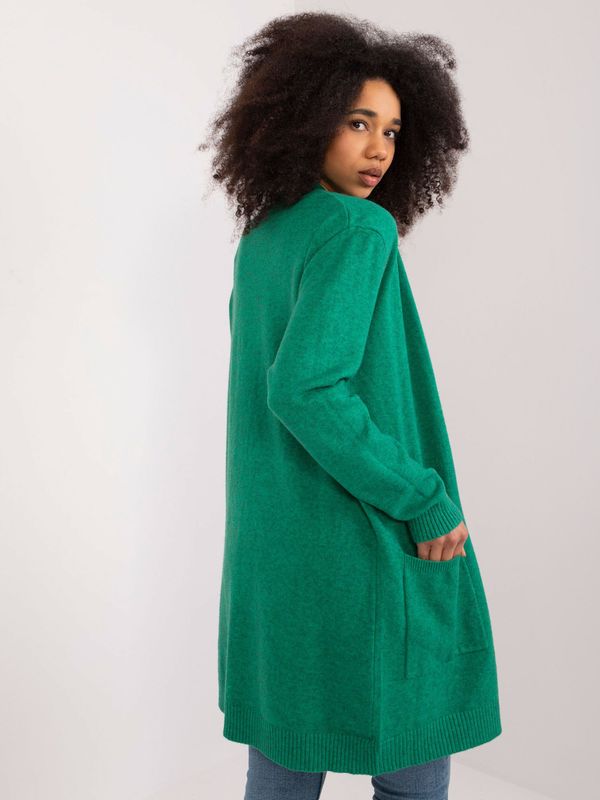 Fashionhunters Green loose cardigan without fastening