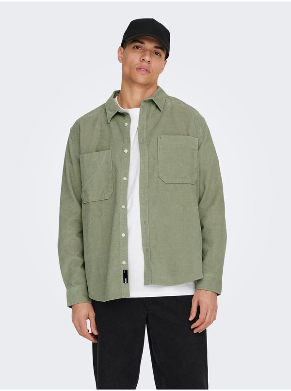 Only Green Mens Corduroy Outshirt ONLY & SONS Alp - Men