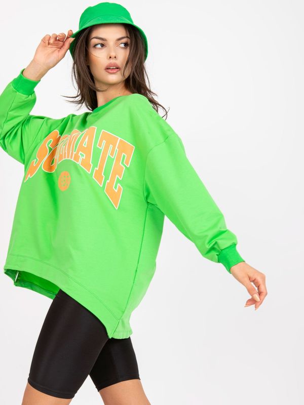 Fashionhunters Green-orange hoodie with print
