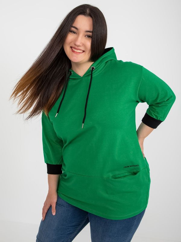 Fashionhunters Green plus size cotton sweatshirt with slogan