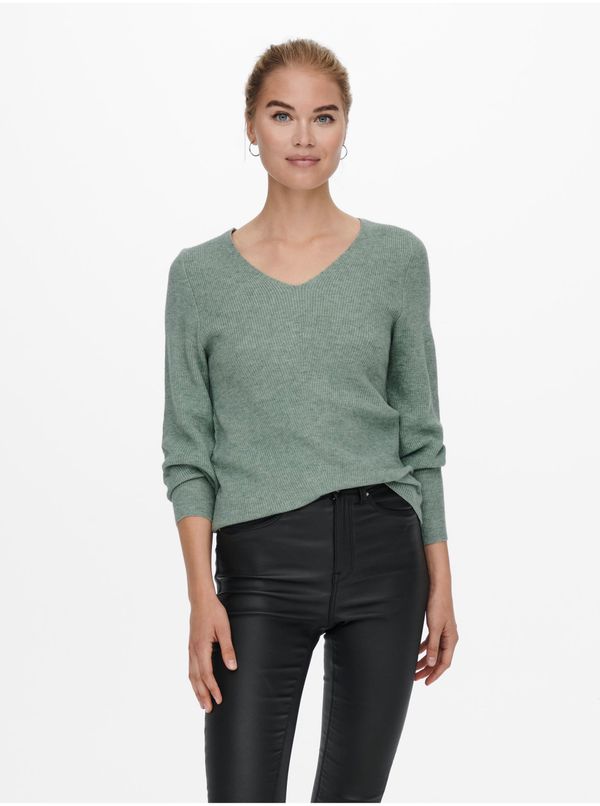 Only Green ribbed basic sweater ONLY Latia - Women