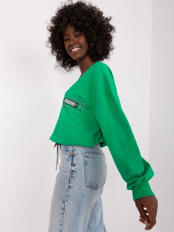 Fashionhunters Green short blouse with pocket