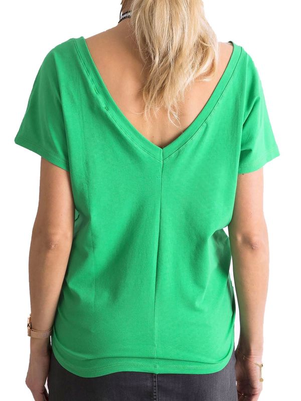 Fashionhunters Green T-shirt with back neckline