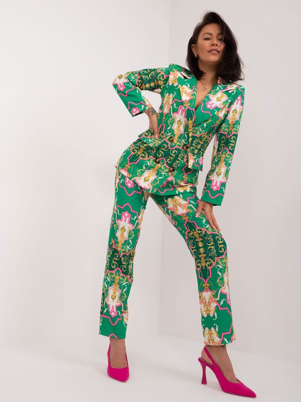 Fashionhunters Green two-piece set with button-down trousers