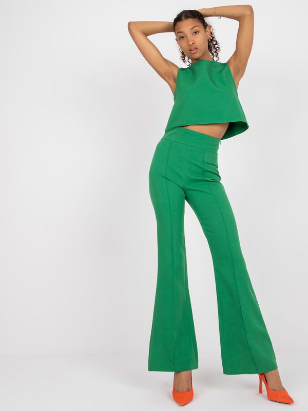 Fashionhunters Green two-piece set with high-waisted trousers