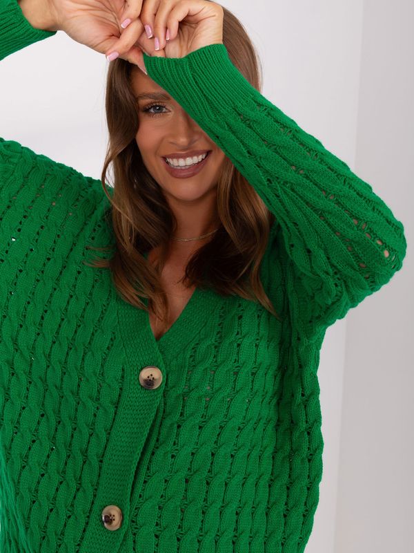 Fashionhunters Green V-neck cardigan in rue paris