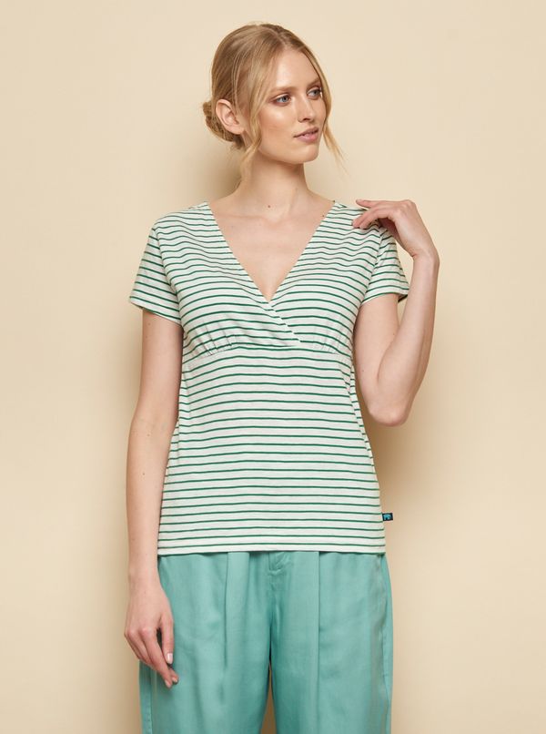 Tranquillo Green-white striped T-shirt Tranquillo Aluna - Women