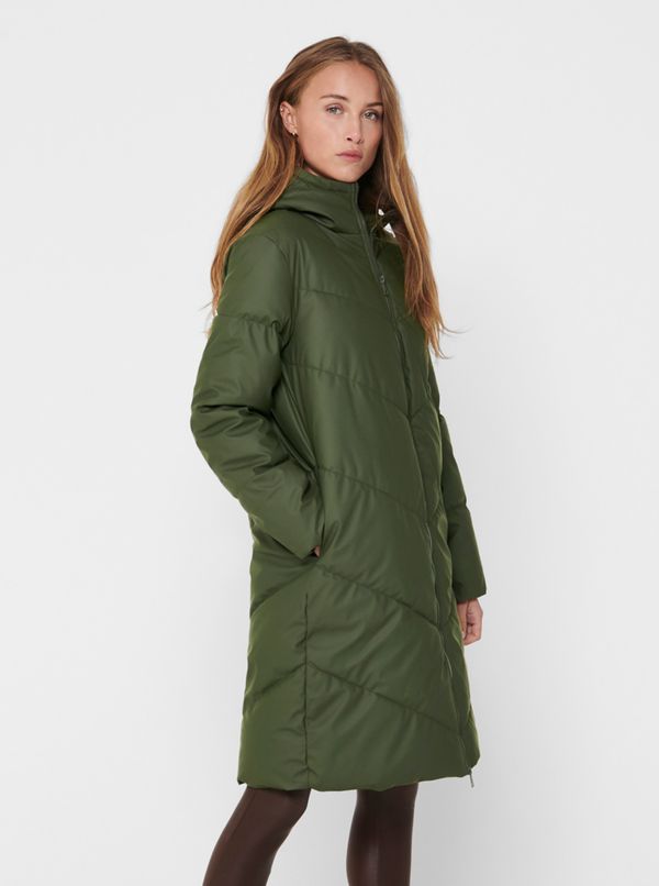 JDY Green winter stitch coat Jacqueline de Yong