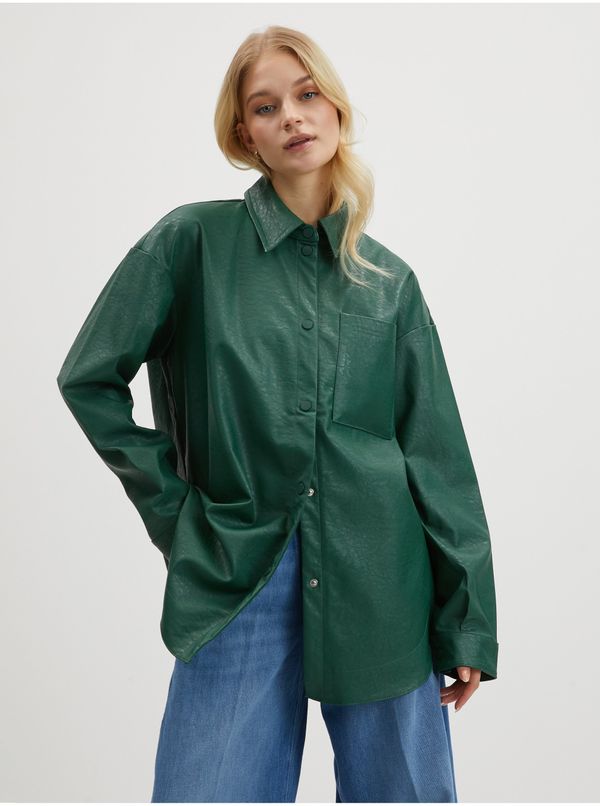 Only Green Women's Leatherette Shirt ONLY Mia - Ladies