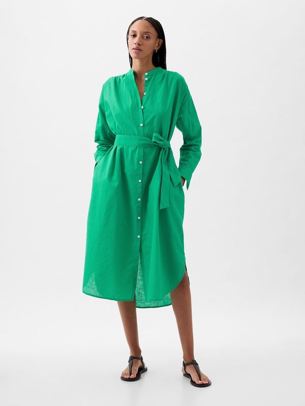 GAP Green women's linen midi dress GAP