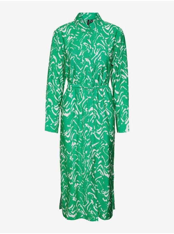 Vero Moda Green Women's Patterned Shirt Midi Dress Vero Moda Cia - Women