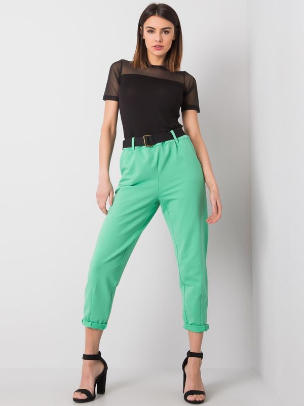 Fashionhunters Green women's trousers with belt