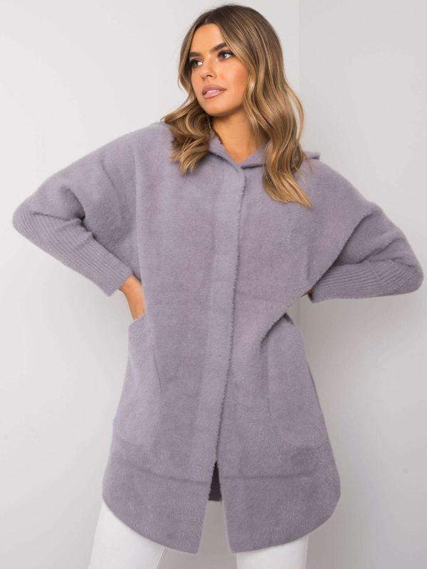 Fashionhunters Grey Alpaca Coat with Hood