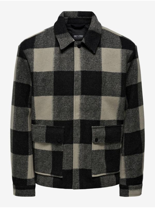 Only Grey-black mens plaid shirt jacket ONLY & SONS Connor - Men