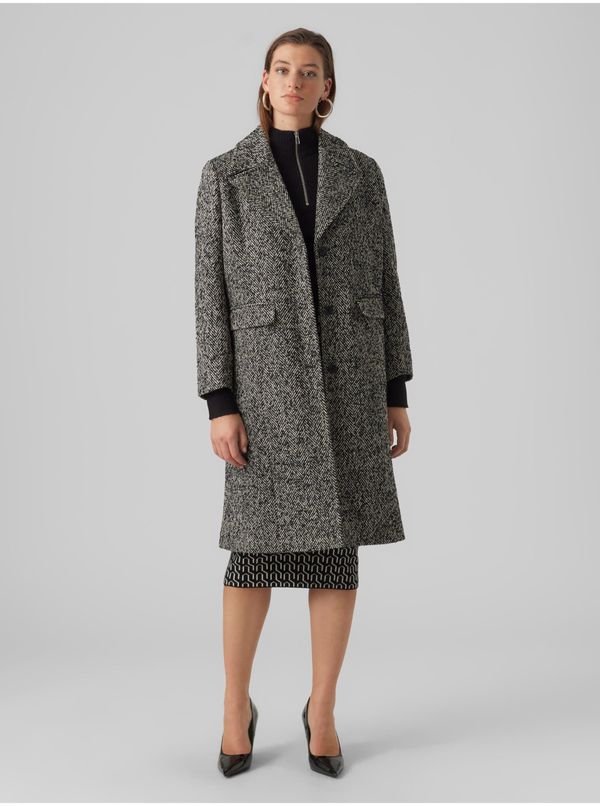 AWARE by VERO MODA Grey-black women's patterned coat AWARE by VERO MODA Gaida - Ladies