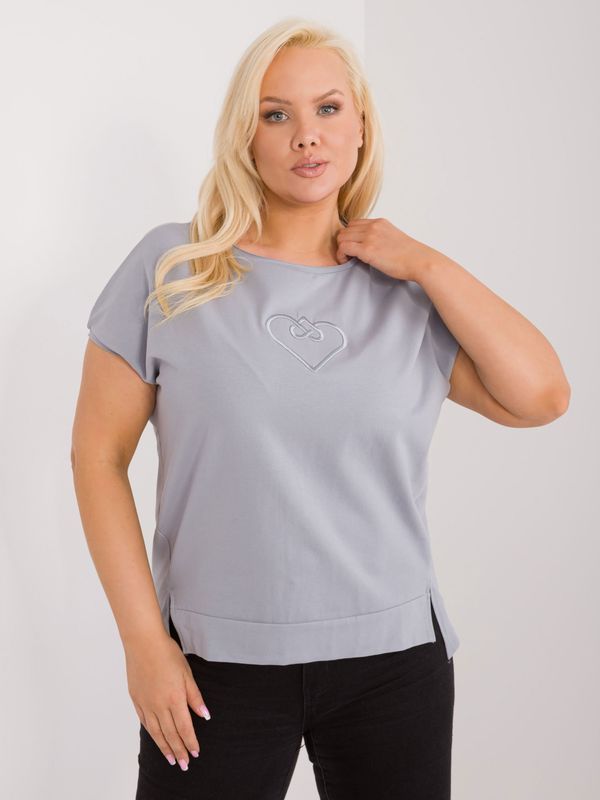 Fashionhunters Grey blouse plus size with slits