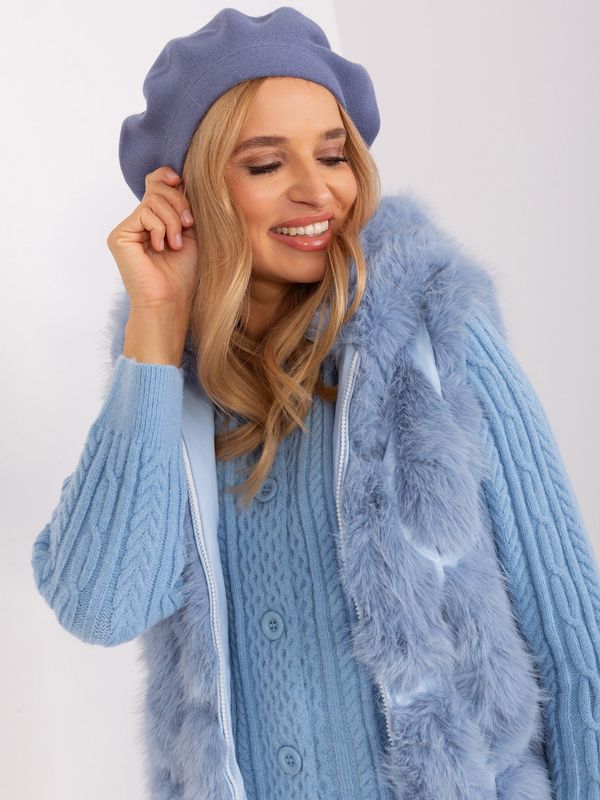 Fashionhunters Grey-blue beret with cashmere and cotton