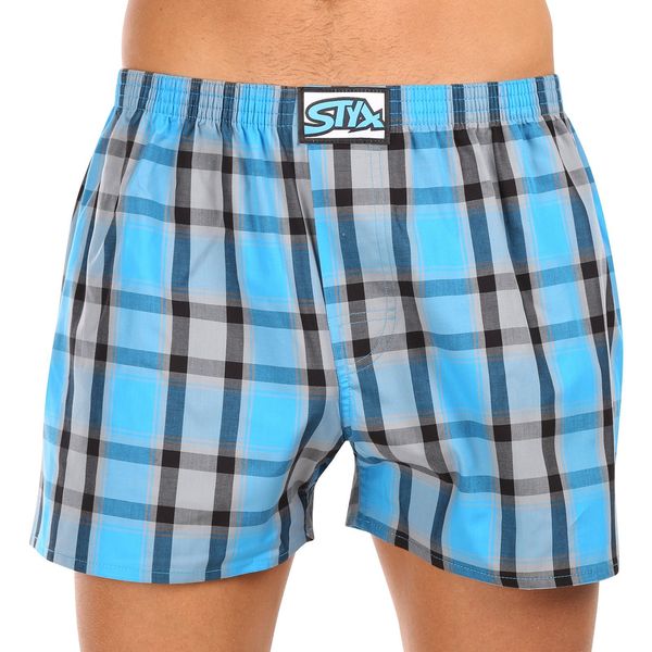 STYX Grey-blue men's plaid boxer shorts Styx