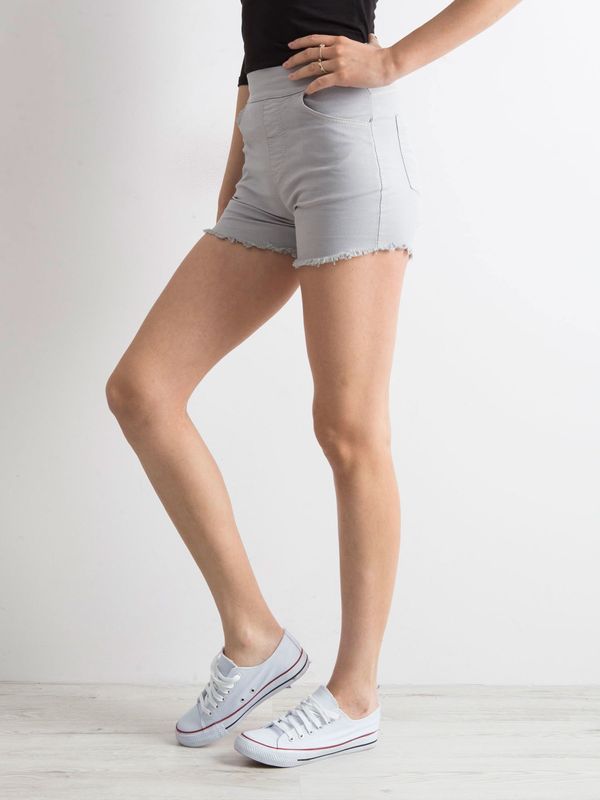 Fashionhunters Grey frayed shorts with high waist