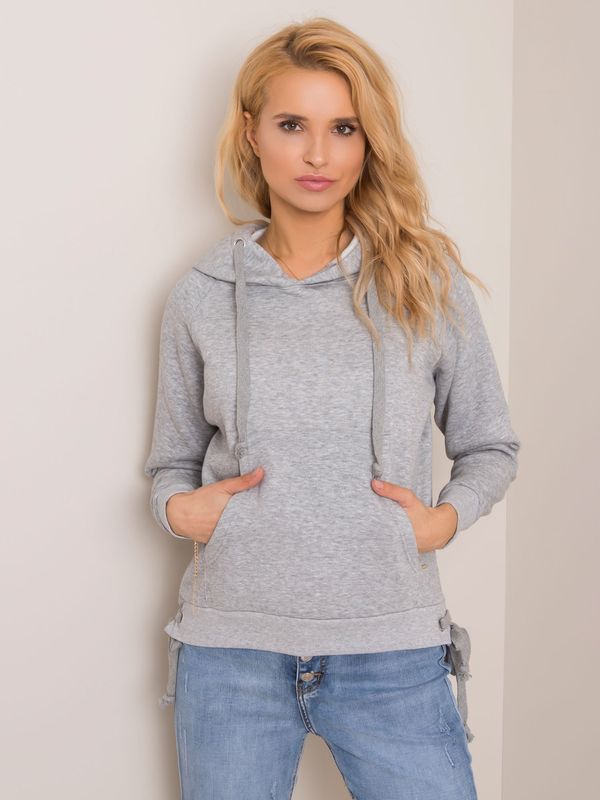 Fashionhunters Grey Kangaroo Sweatshirt