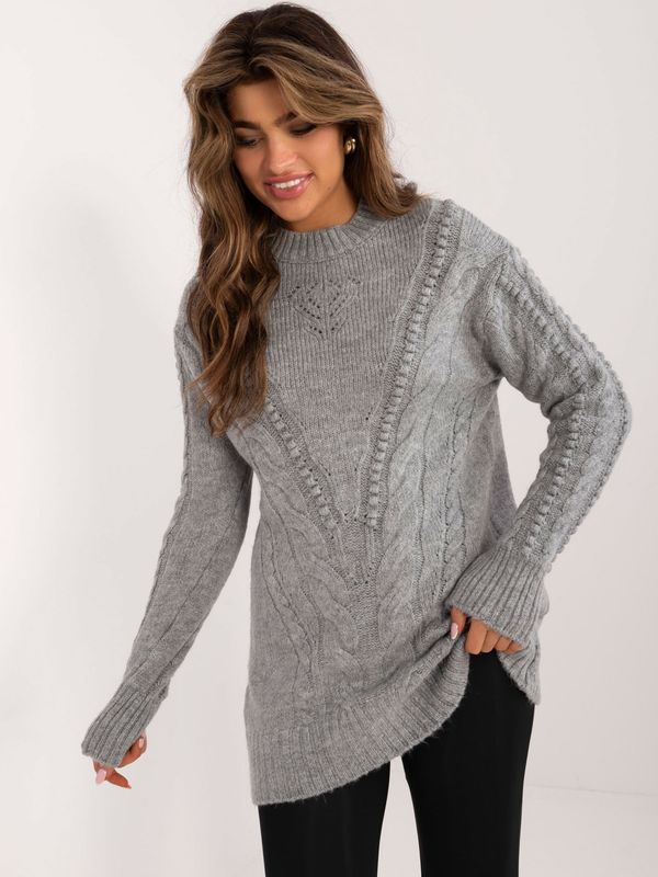 Fashionhunters Grey knitted sweater