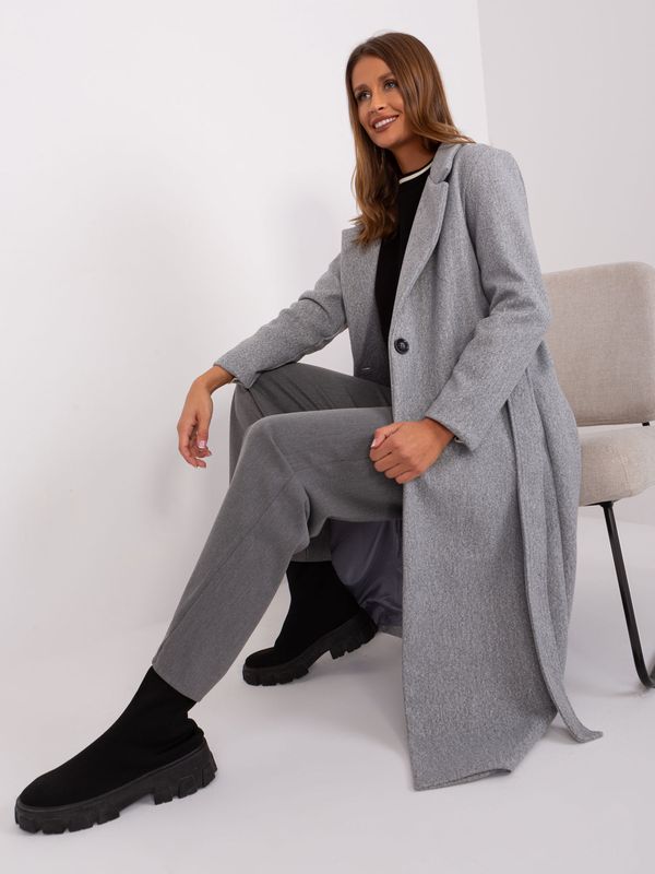 Fashionhunters Grey melange women's button-down coat OCH BELLA