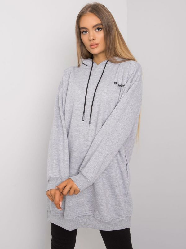 Fashionhunters Grey melange women's hoodie