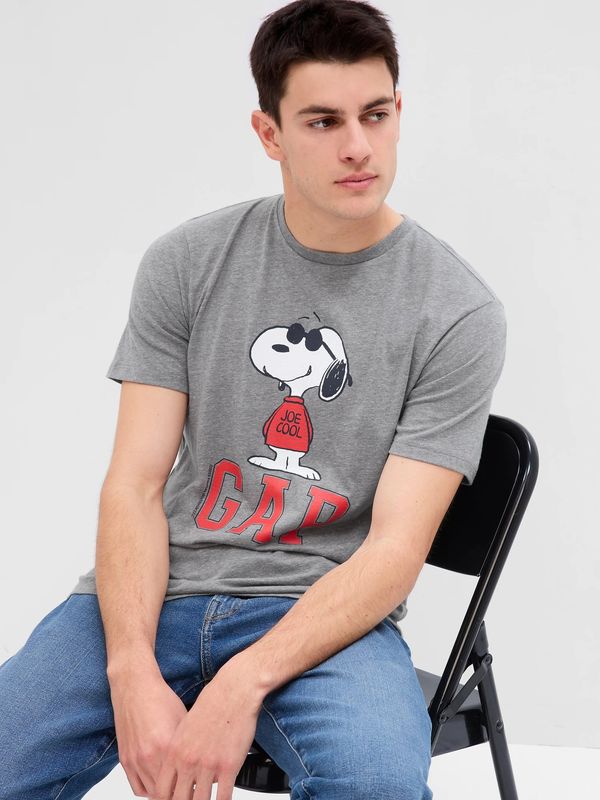 GAP Grey men's T-shirt with GAP & Peanuts Snoopy print