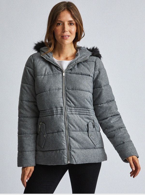 Dorothy Perkins Grey quilted jacket with Dorothy Perkins fur coat