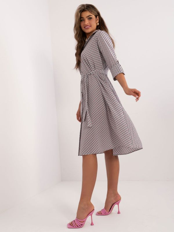 Fashionhunters Grey shirt midi dress with 3/4 sleeves