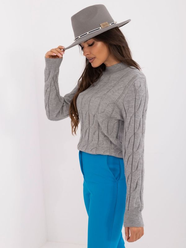 Fashionhunters Grey sweater with cuffs